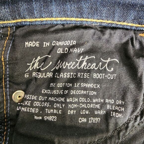 Old Navy Womens Jeans Size 6 Reg The Sweetheart Boot Cut Mid Rise Stretch Dark - Picture 7 of 9